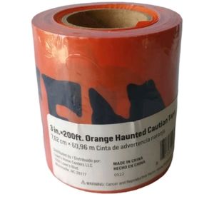 VINTAGE  FULL SEALED  ROLL of HALLOWEEN ORANGE HAUNTED CAUTION TAPE- 3" …